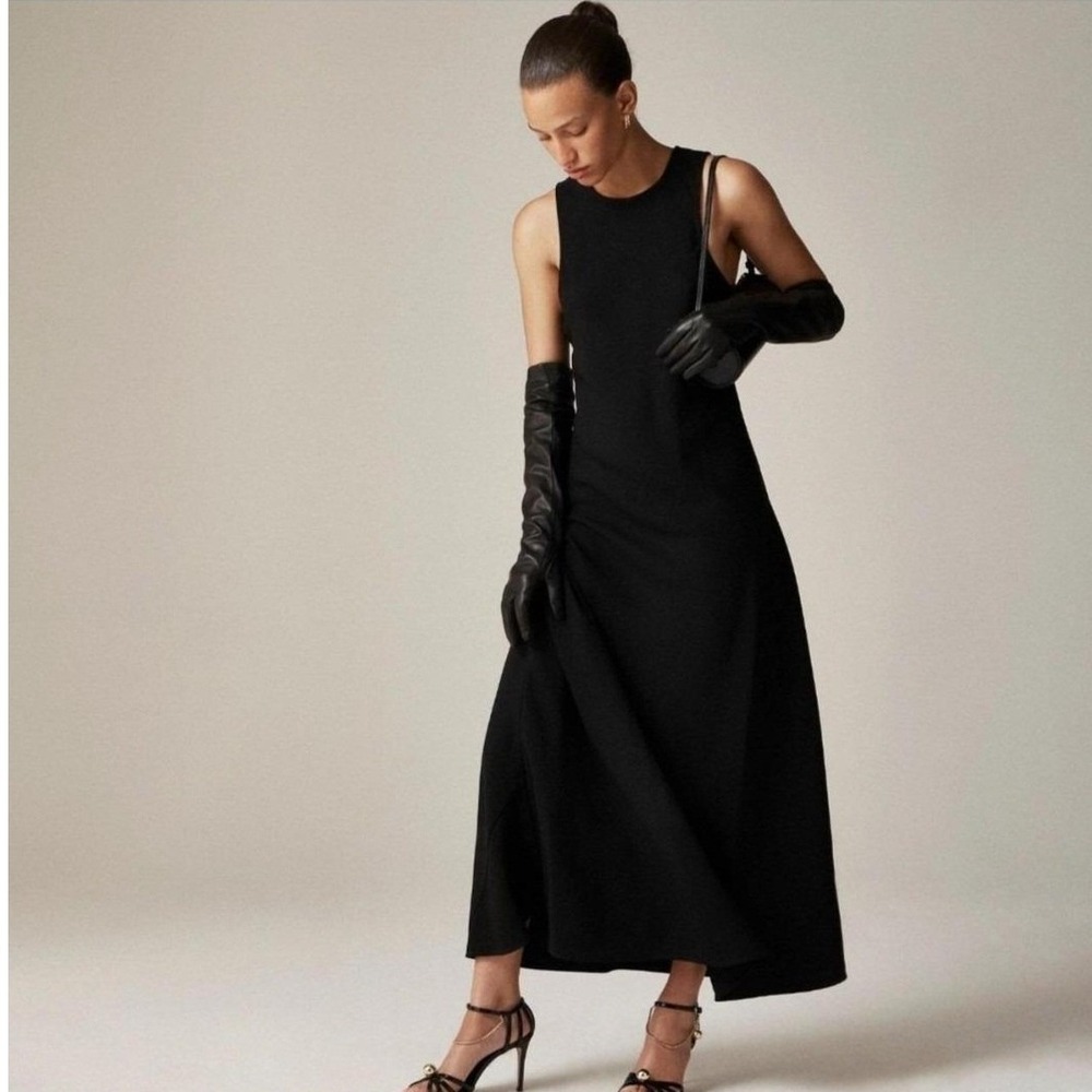 J. Crew NWT Womens Drapey Crepe A-Line Maxi Dress Black CG350 Size 0